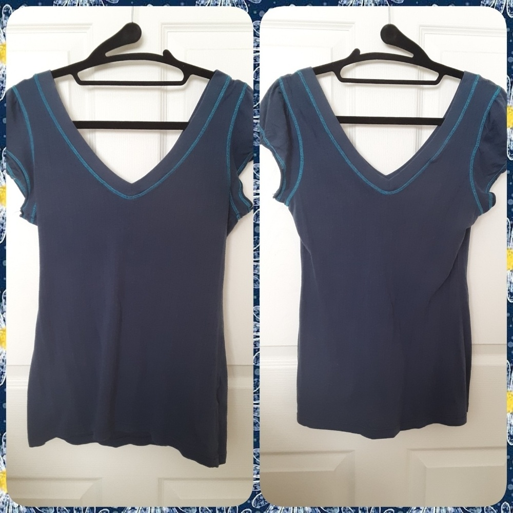 Blue V-Neck Top